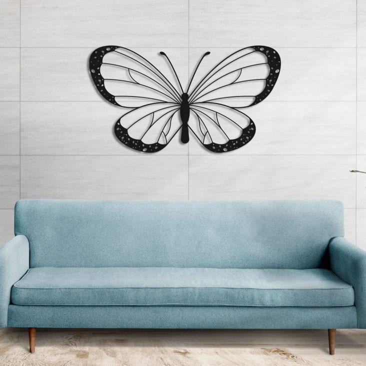 Décoration murale papillon en métal noir 70x39 cm