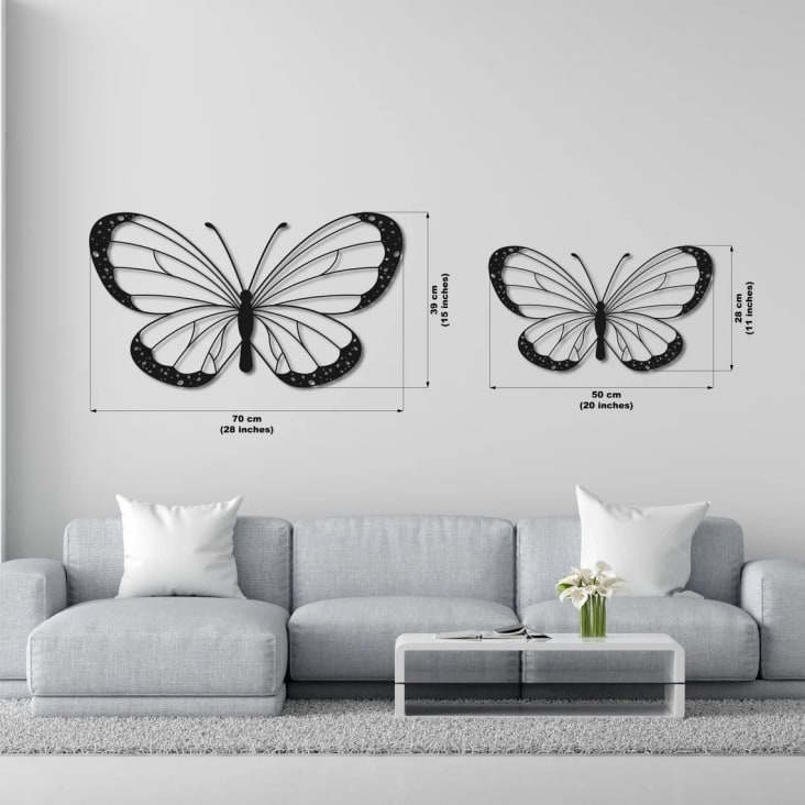 Décoration murale papillon en métal noir 70x39 cm