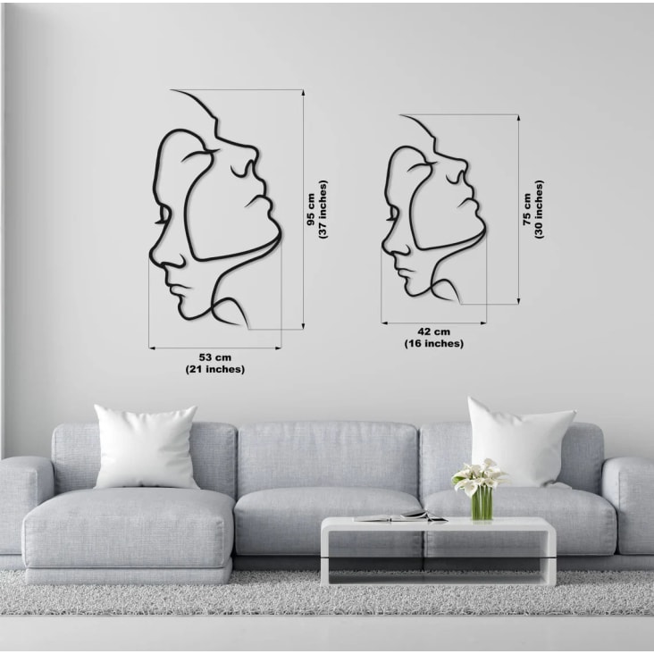 Décoration Murale Métal Silhouette Femme - 40x30cm - Style Minimaliste Noir