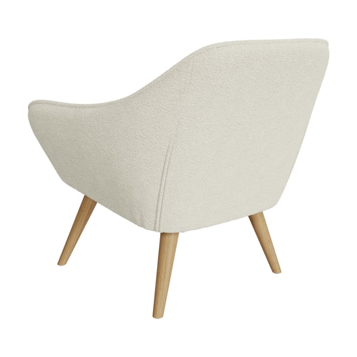 Weißer Sessel mit Bouclé-Wolleffekt und hellen Holzfüßen Simba | Maisons du  Monde