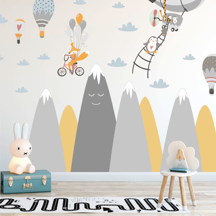 Sticker Mappemonde nordique pour enfants avec animaux - TenStickers