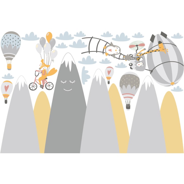 Stickers enfant montagnes scandinaves animaux en voyage 70x105cm
