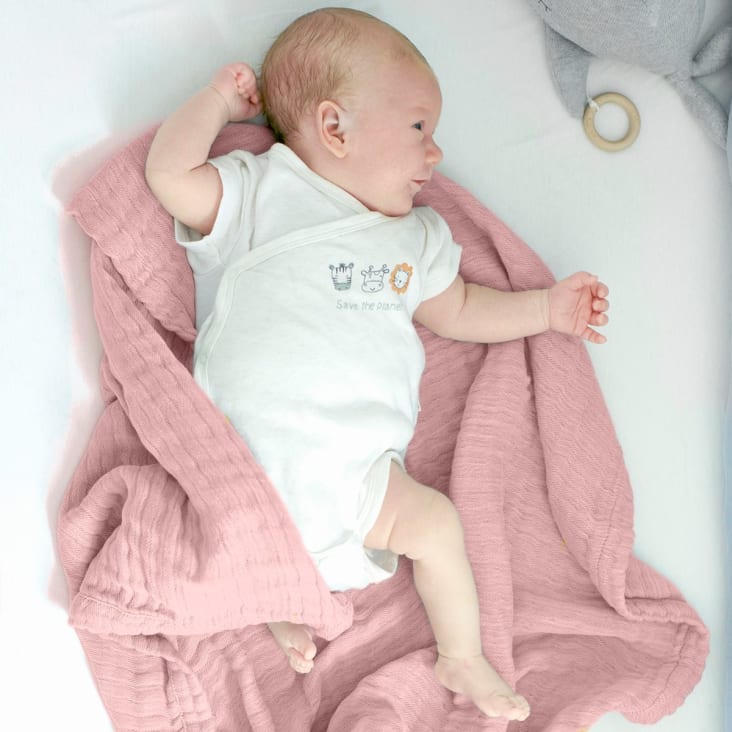 COUVERTURE COTON BEBE 80*110 BASIC ROSE – Baby Concept