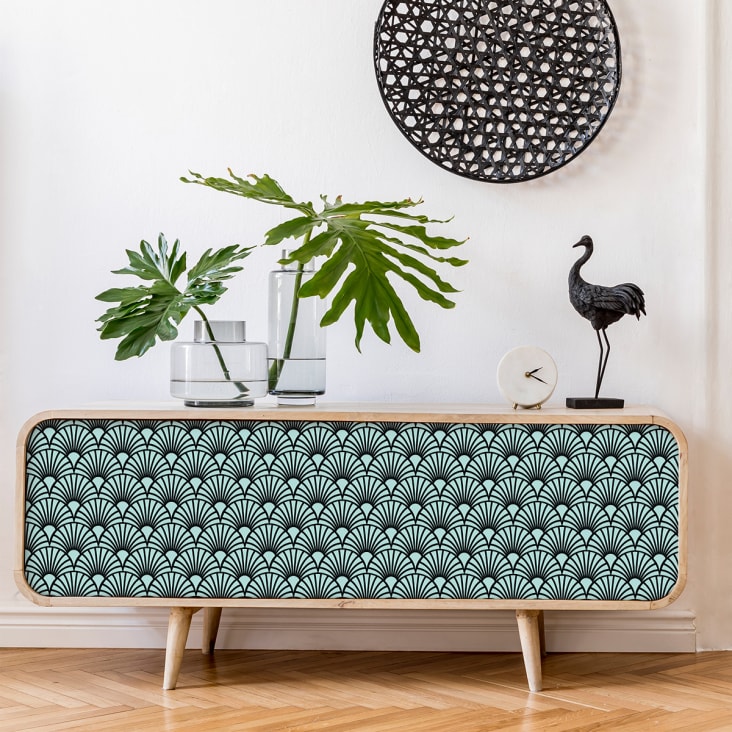 Sticker meuble scandinave bois design noir 40x60cm