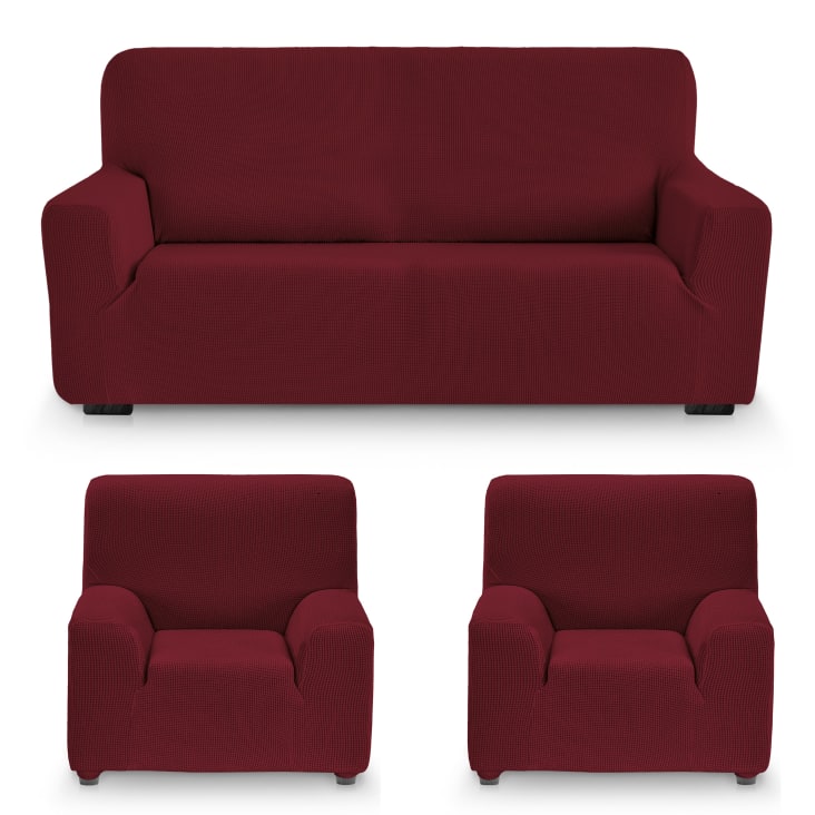 Pack 3 Fundas sofá 3 plazas (180240) + 2x1 plaza (70110) rojo MONACO BIELÁSTICA Maisons du Monde
