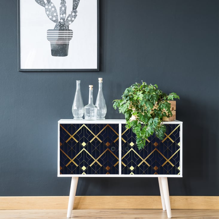Sticker meuble scandinave bois design noir 40x60cm