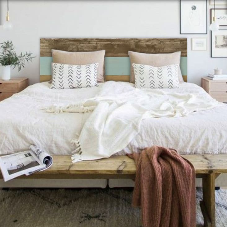 Tête De Lit En Bois Massif Pin - Gris, Dimensions 141 X 4 X 100 Cm - Pour Lit Sans Tête De Lit, Style Rustique élégant