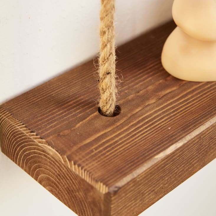 MAKEMBA Estantería colgante de madera color nogal envejecido con 3 baldas  HANNUN
