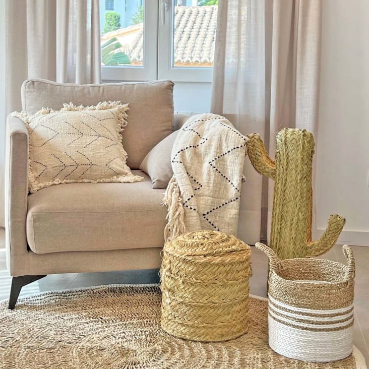 Cactus Décoratif En Métal - 120 Cm De Haut, Couleur Acier Rouillé, Style Industriel Ethnique