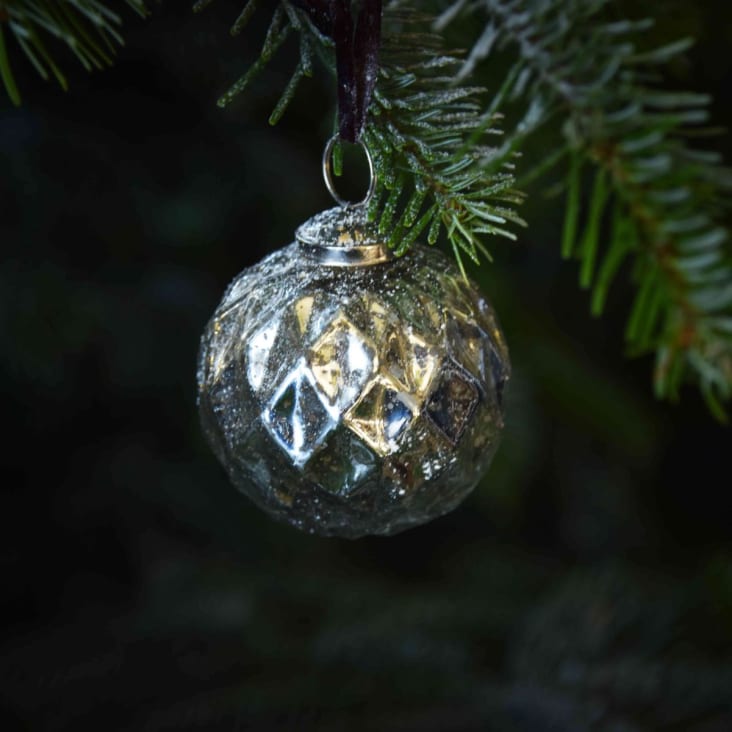 Set de 6 boules de Noël en verre mercurisé lien velours  Maisons du Monde
