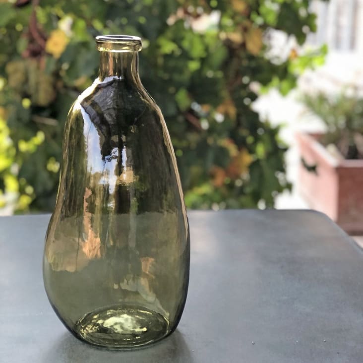 Jarrón garrafa de cristal verde
