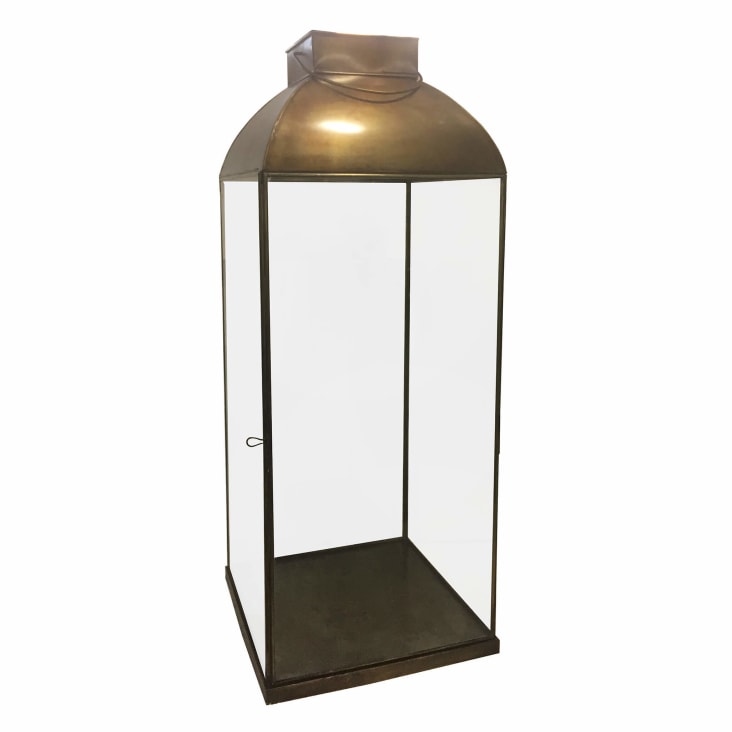 Lanterna in vetro e acciaio marrone-CHANEL cropped-2