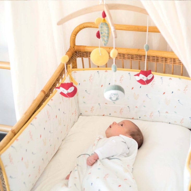Mobile lit bébé avec musique, veilleuse, projecteur et cloche