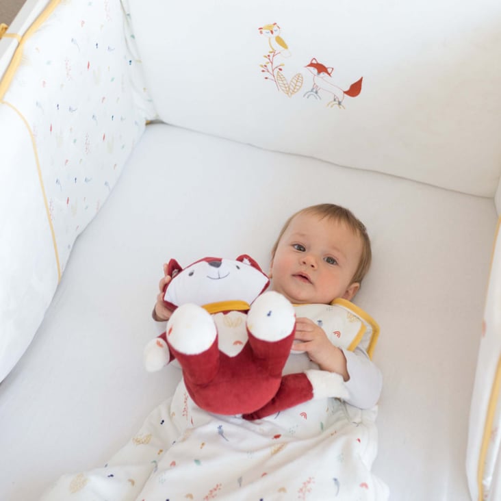 Tour de lit bébé réversible blanc en coton biologique imprimé dinosaure  180x52 cm YUMA