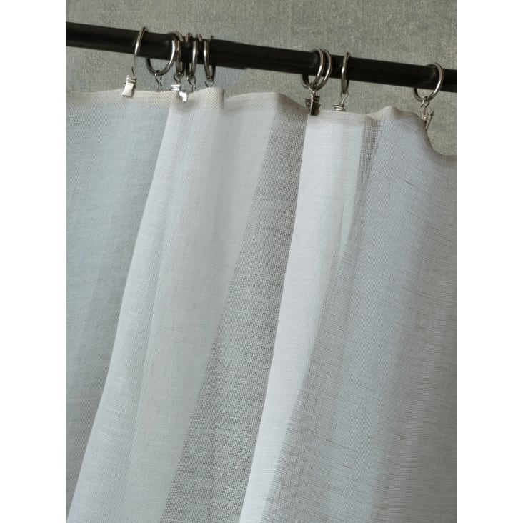 Tenda lino bianco semplice e moderna con anelli e clip 140x180cm ORZO
