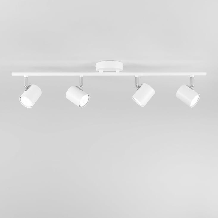 Spot in metallo bianco con quattro punti luce orientabili-Zero cropped-2