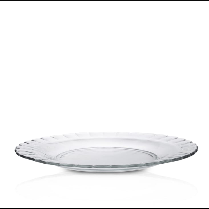 Lot de 6 - Assiette plate ondulée en verre résistant 26 cm transparent LE  PICARDIE®