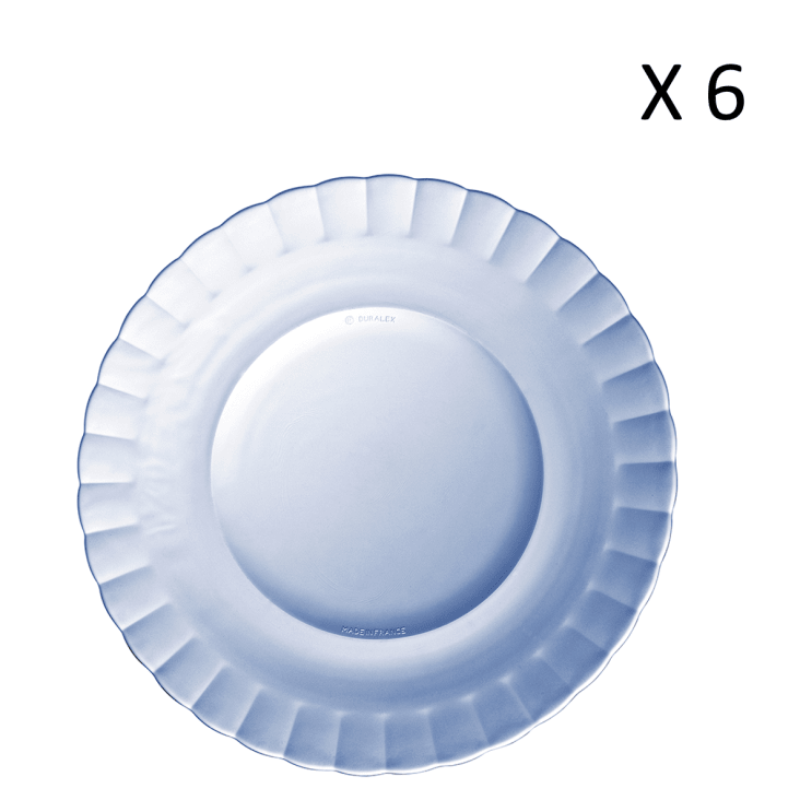 Lot de 6 - Assiette plate ondulée en verre 23 cm teinté bleu marine LE  PICARDIE®