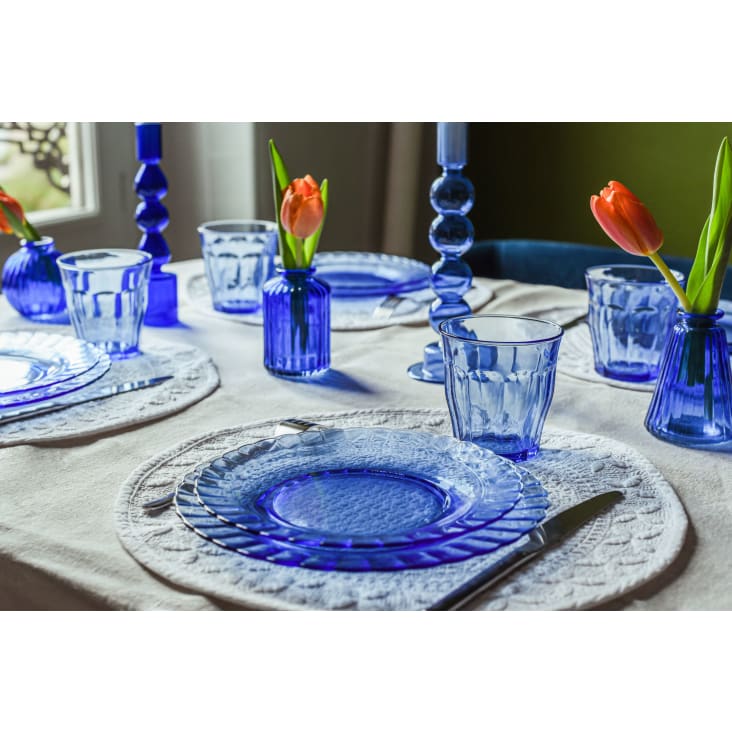 Set da 6 - Piatto da dessert ondulato in vetro 20,5 cm colore blu navy Le  picardie®