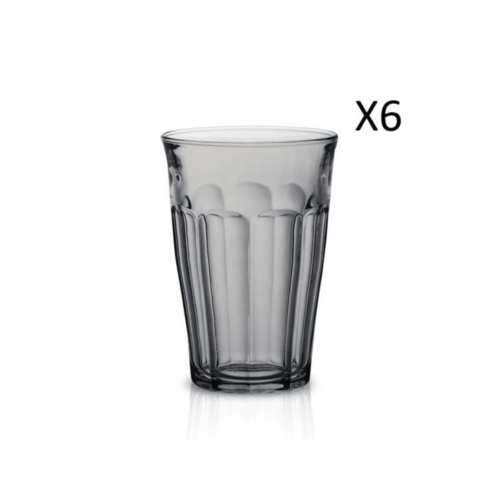 Juego de vasos (x6) transparentes con motivo tallado