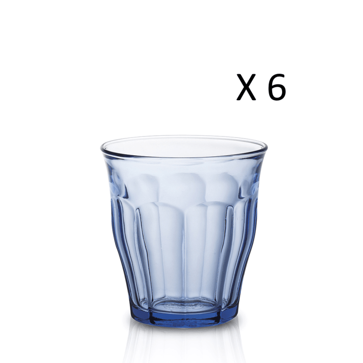 Lot de 6-Verre à eau 31cl en verre trempé résistant teinté bleu saphir LE  PICARDIE®