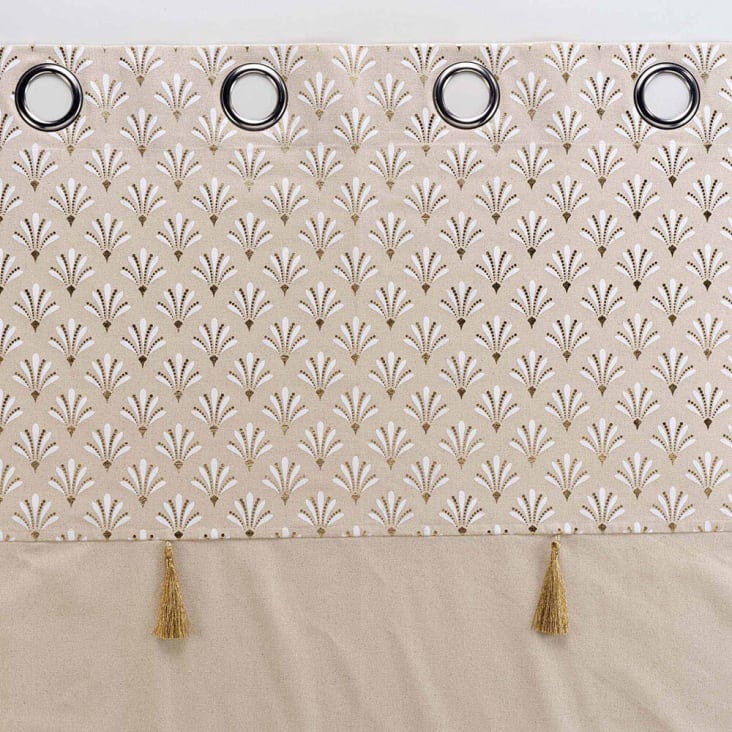 Rideau avec top imprimé et métallisé coton naturel 140x240 cm