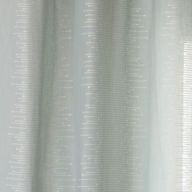 Voilage léger à fines rayures polyester céladon 140x240 cm cropped-4