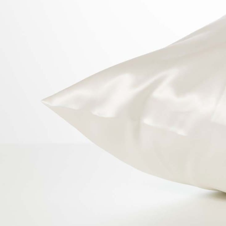Taie d'oreiller carrée soie de mûrier Beauté uni blanc 64 x 64 cm