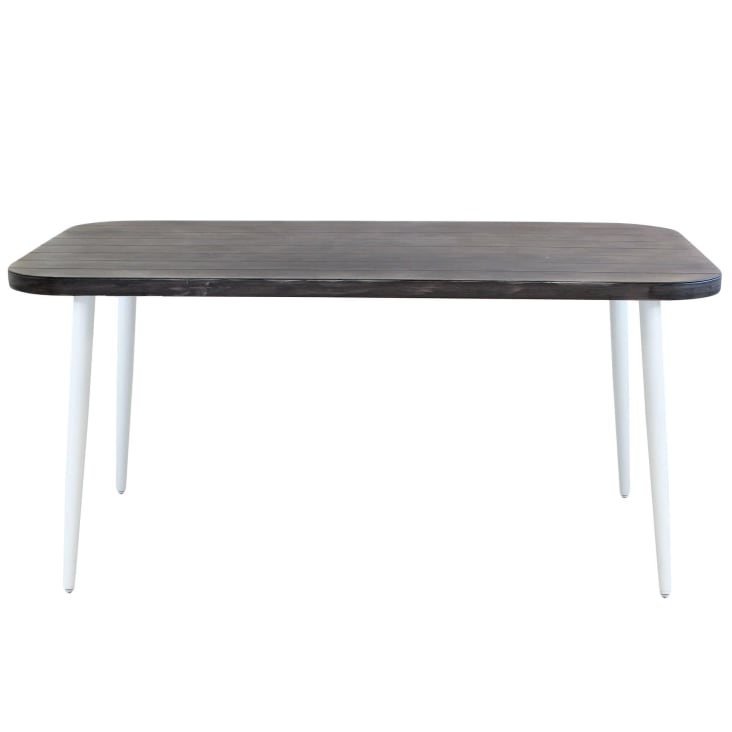 Tavolo in alluminio con ripiano effetto legno grigio 160x90 cm AURORA