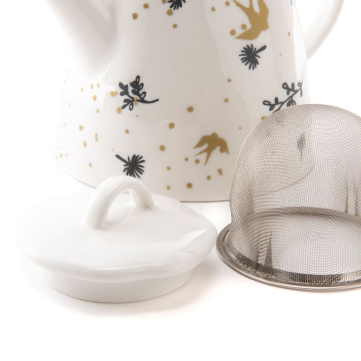 Aura Théière avec infuseur à thé, Verte, Porcelaine