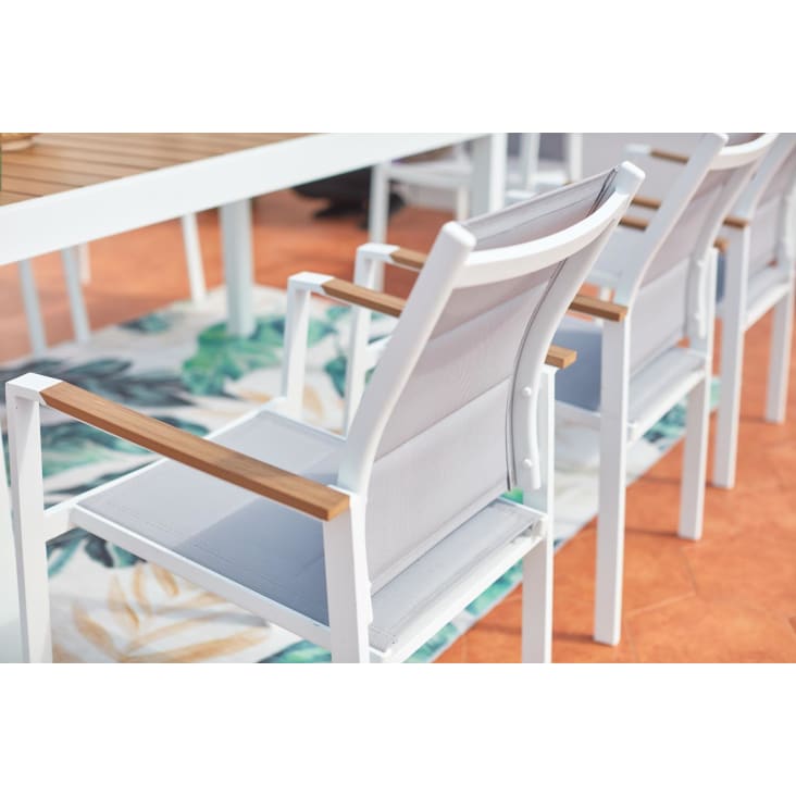 Gartenmöbel 8 Plätze weißes Aluminium und Holz Tijuana Maisons du Monde