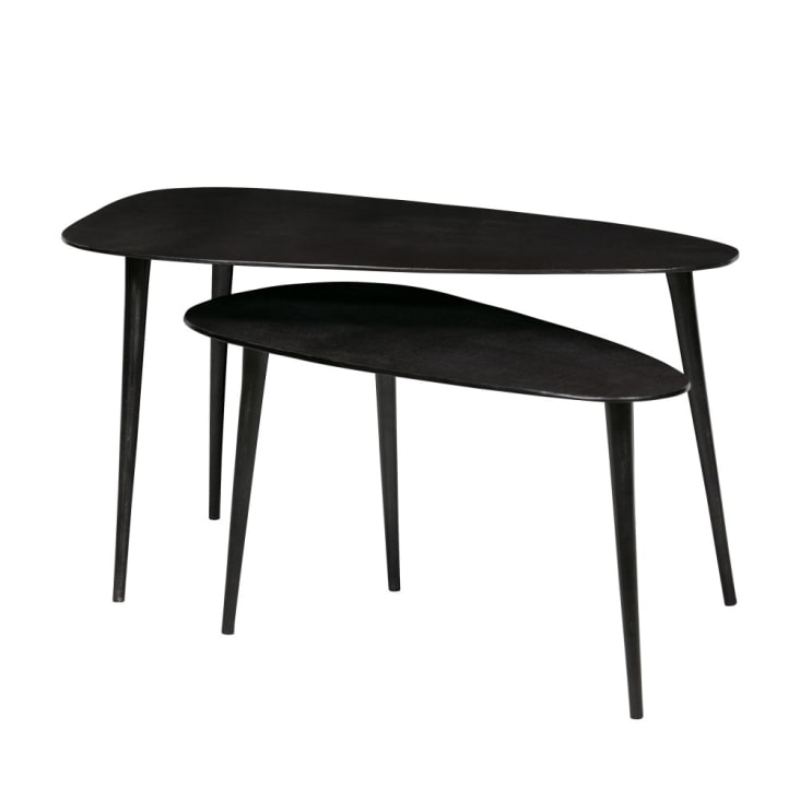 2 tables basses en métal noir-Triangle