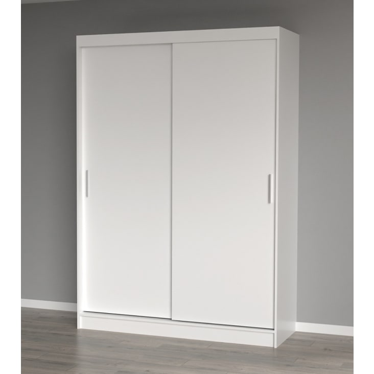 Armario puertas correderas barra + 3 estantes 150 cm blanco