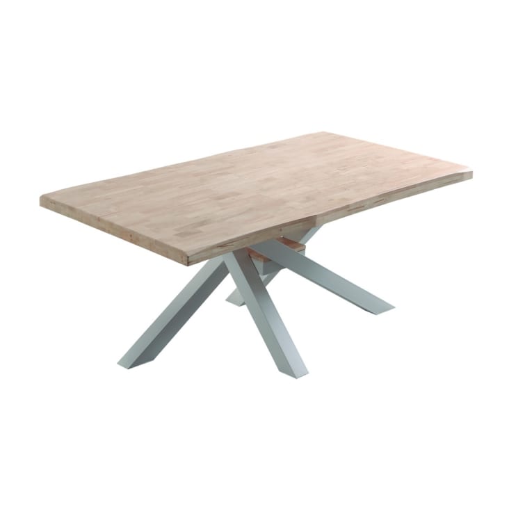 Mesa de comedor industrial de madera con patas cruzadas