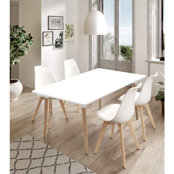 Mesa extensible 2 tramos 140-220 cm estilo nórdico blanco NÓRDICA