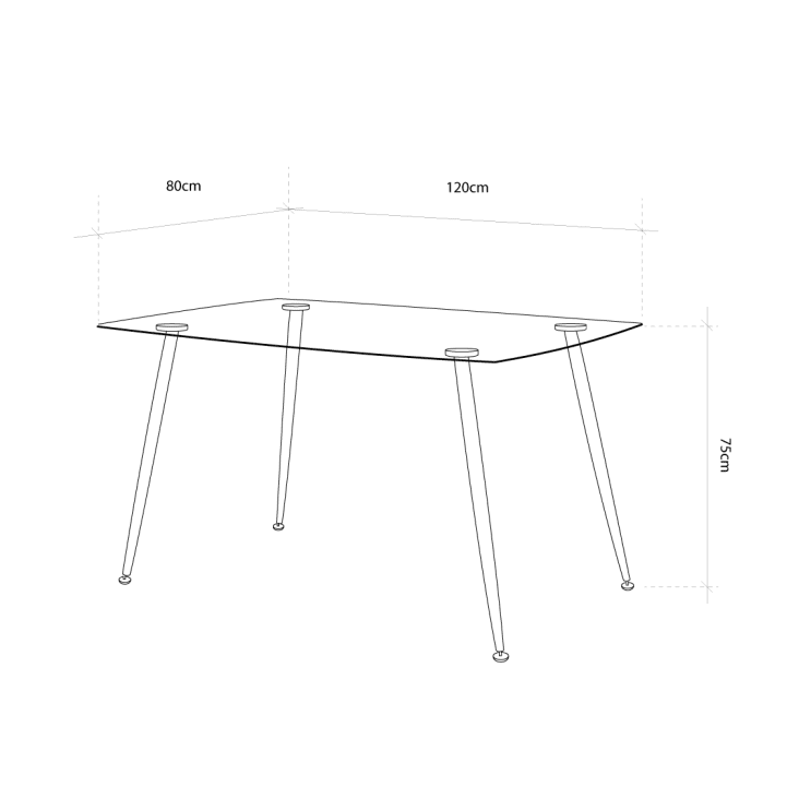 Mesa comedor cristal 120x80 cm patas metal roble VARSOVIA