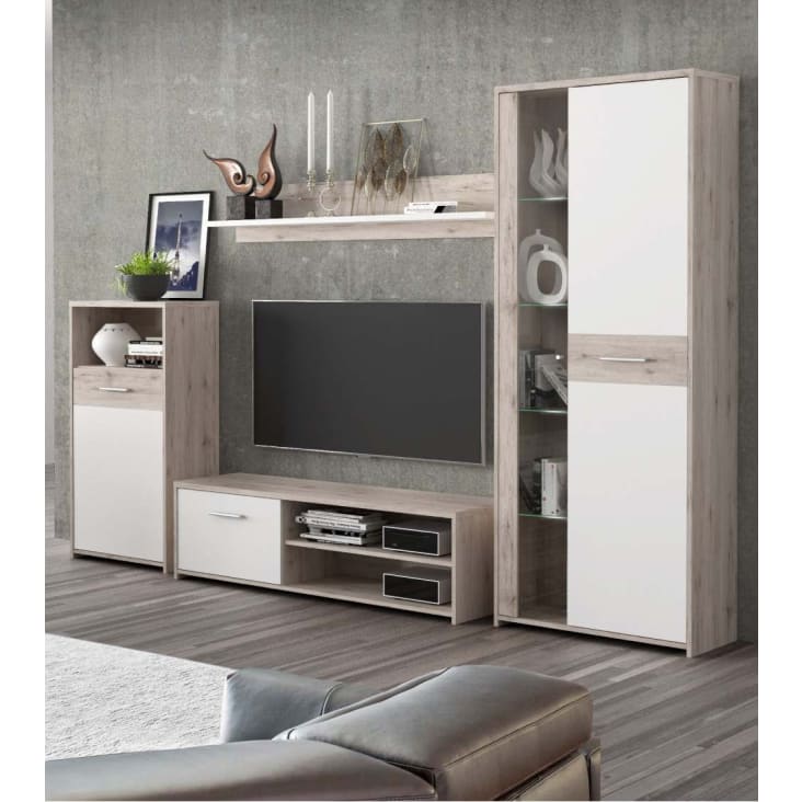 Mueble salón completo 4 módulos en color krenata y blanco BOSCO, Maisons  du Monde