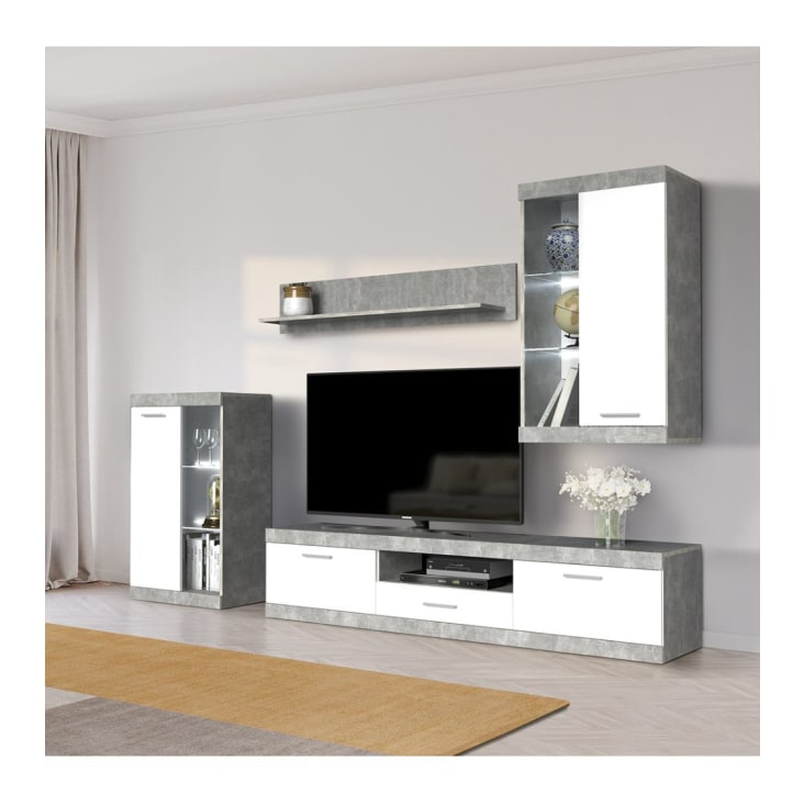Mueble salón completo 4 módulos en color krenata y blanco BOSCO, Maisons  du Monde
