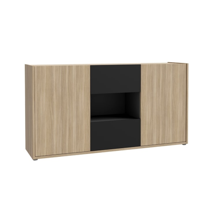 Mueble salón modular con gran estantería vitrina negra ULISES