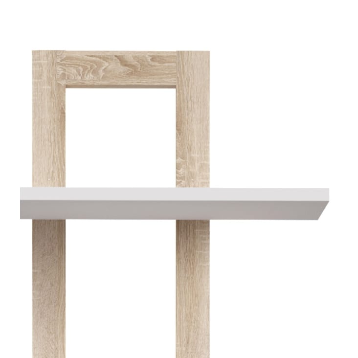 Estantería alta estilo nórdico con estantes madera y estructura metálica  blanca