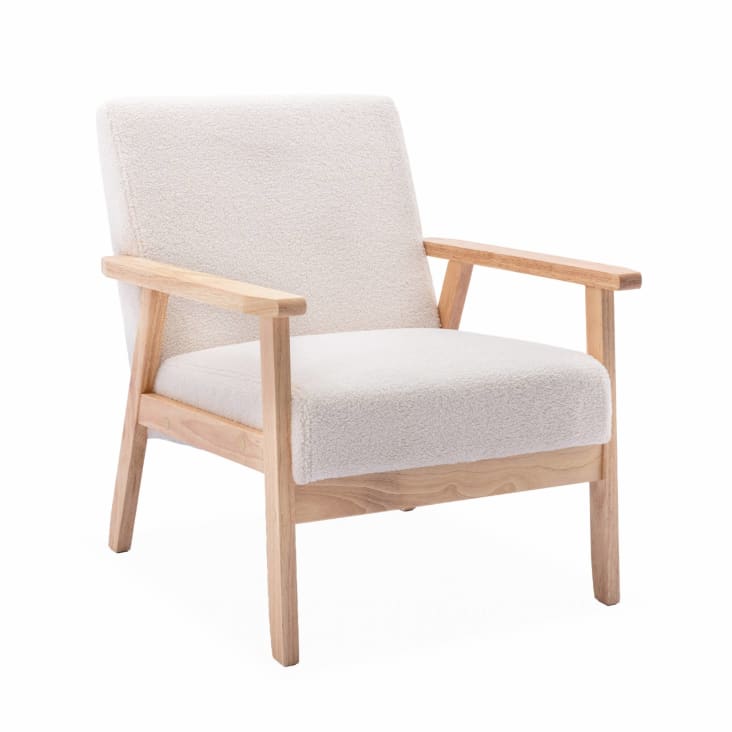 Fauteuil scandinave tissu bouclette