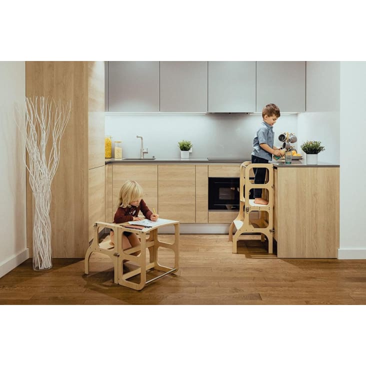 Tour d'aide Montessori Table et chaise tout-en-un, tour avec