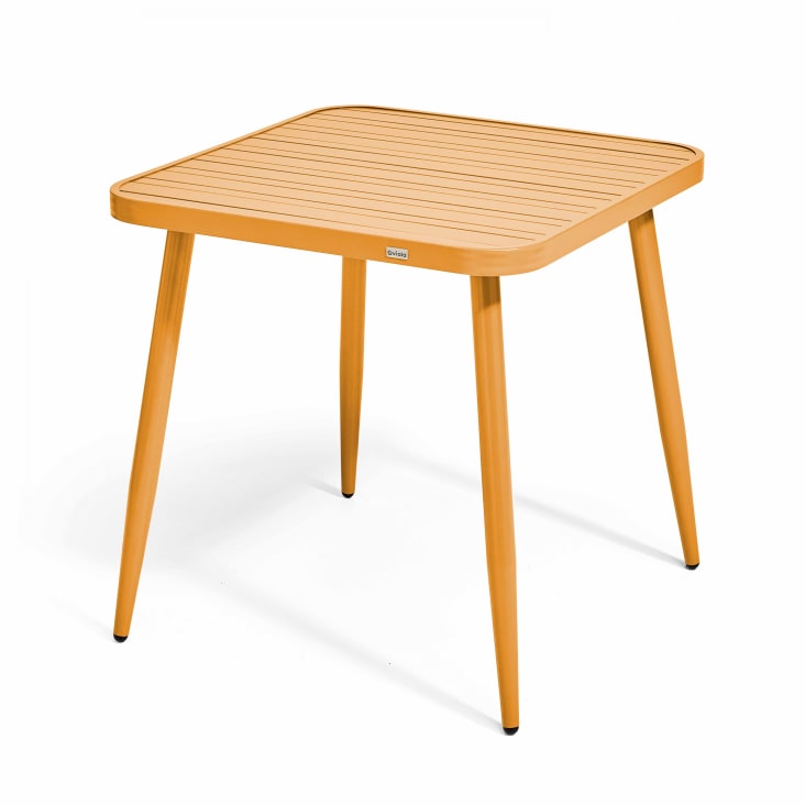 Ensemble table de jardin et 2 fauteuils en aluminium jaune moutarde-Bristol cropped-2