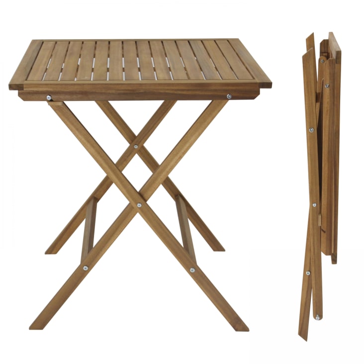 Table bistrot pliante carrée en bois d'eucalyptus SETE