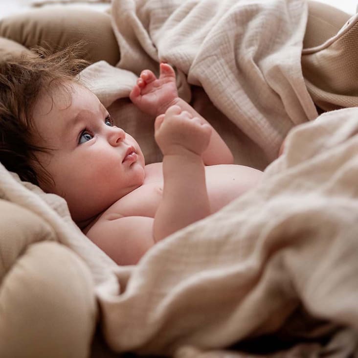 Lange bébé FLEURS en gaze de coton - Fabriqué en France