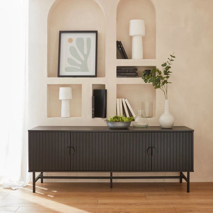 Ensemble de meubles suspendus avec cheminée décorative collection F