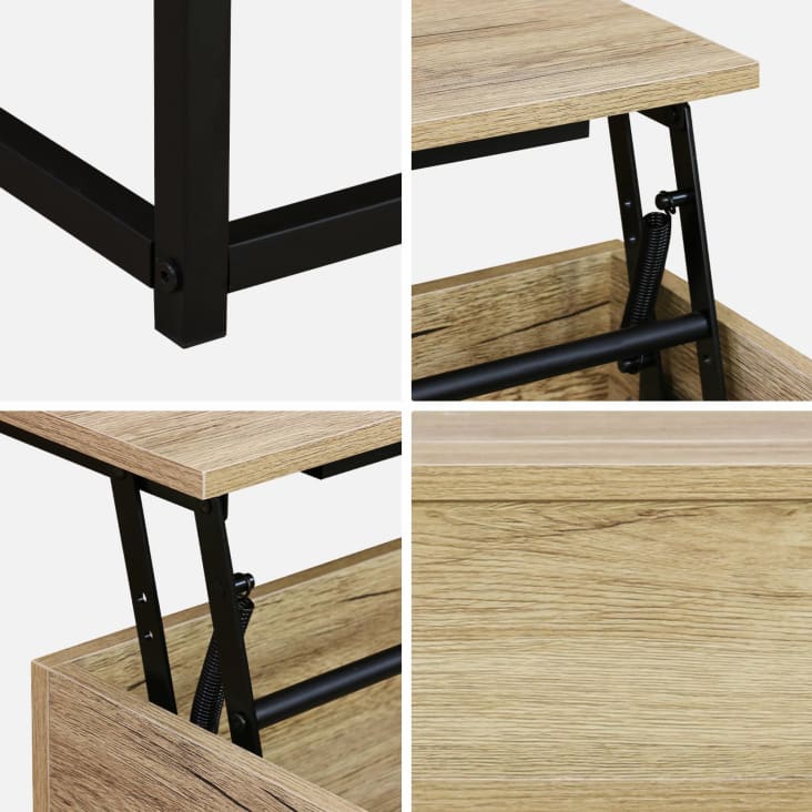 Table basse industrielle métal et effet bois avec plateau relevable-Loft cropped-6
