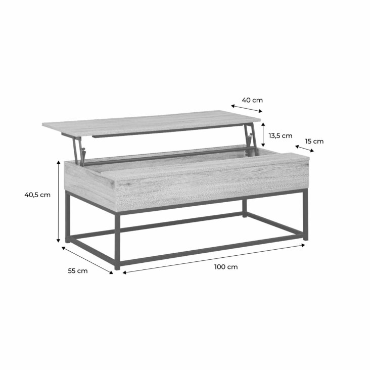 Table basse industrielle métal et effet bois avec plateau relevable-Loft cropped-7