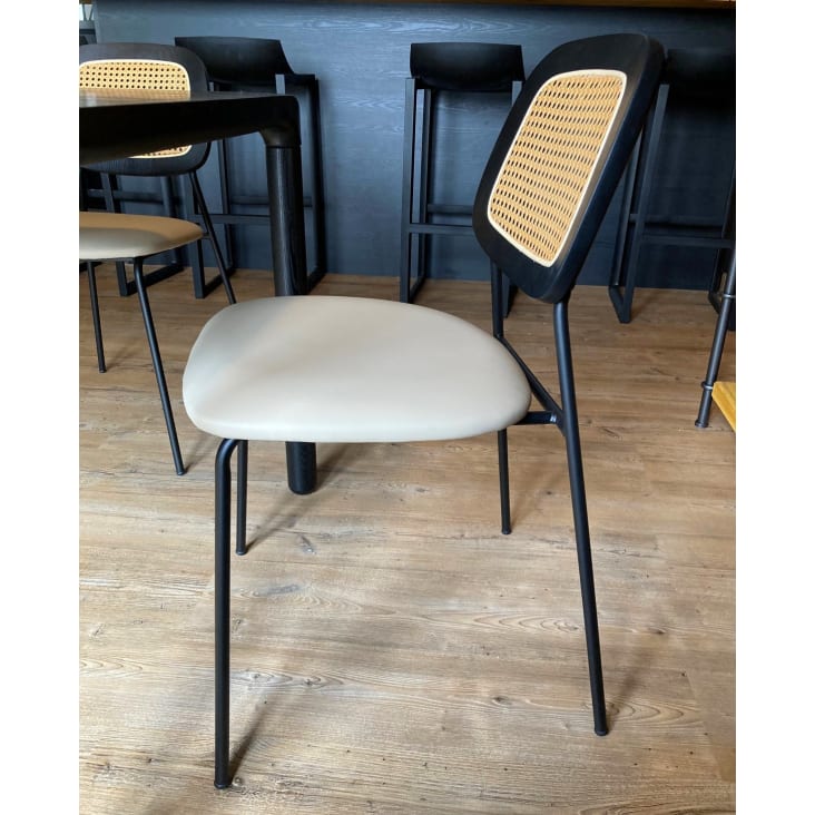 Lot de 2 chaises de repas simili cuir beige-Memphis cropped-2