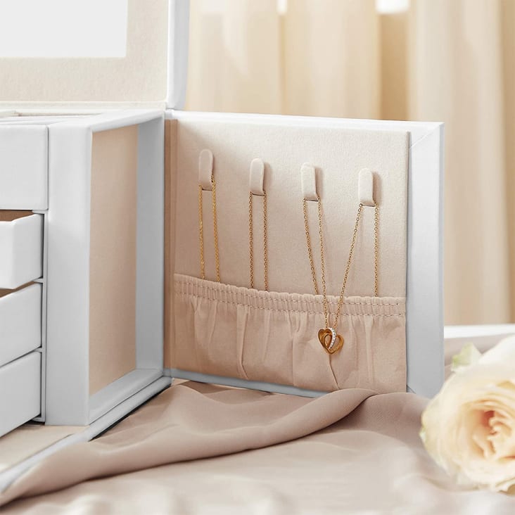 Yamazaki Gerson Portagioie Da Tavolo – Organizer In Acciaio E Legno, Bianco, 35.5 Cm